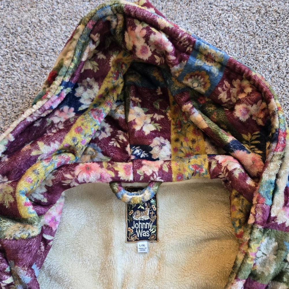 Johnny Was Multicolor Floral Hooded Robe - Picture 2 of 2